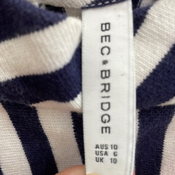 💙BEC & BRIDGE navy stripe halter style mini  dress.  6 - Picture 5 of 5